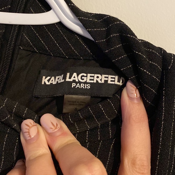 Black Pinstripe Mini Dress - Picture 2 of 5